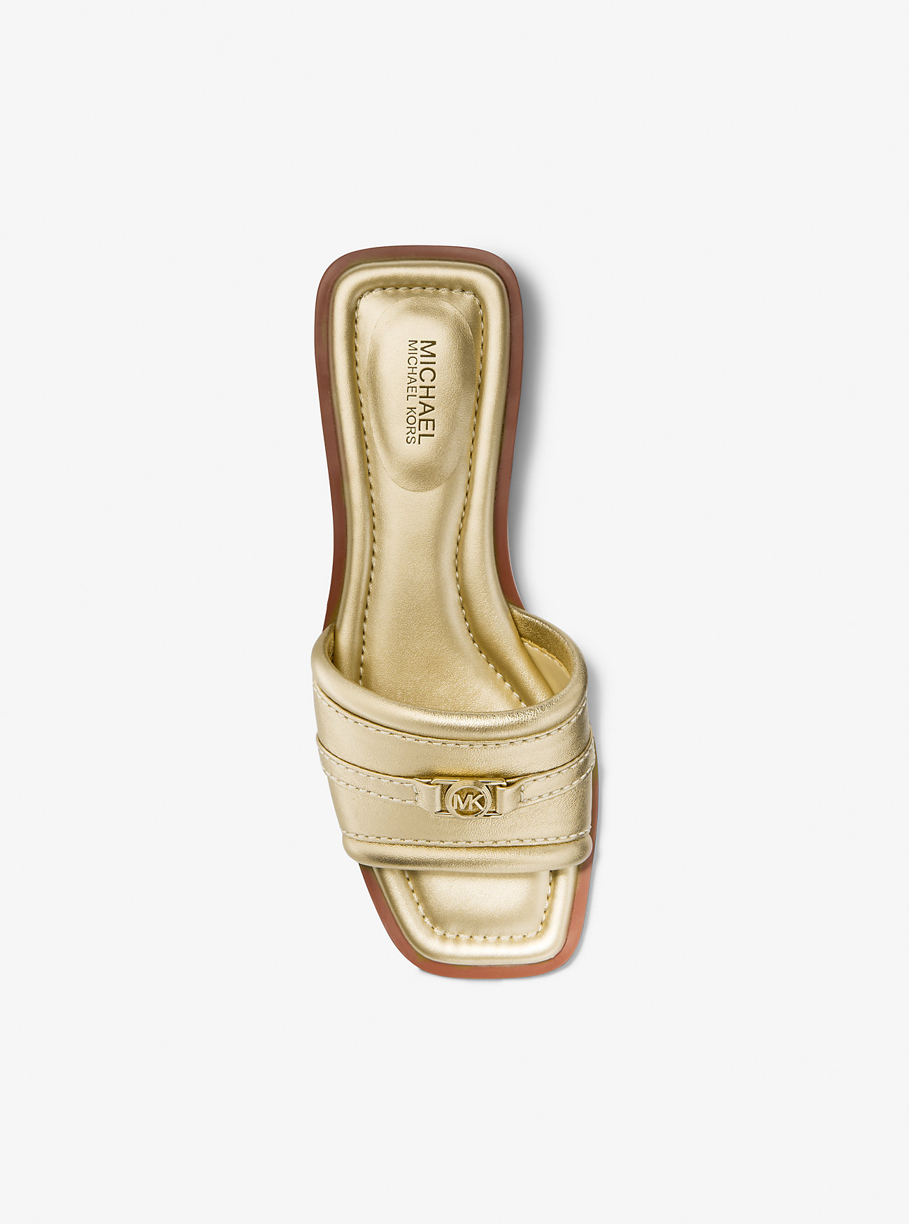 Mandy Metallic Leather Slide Sandal - PALE GOLD