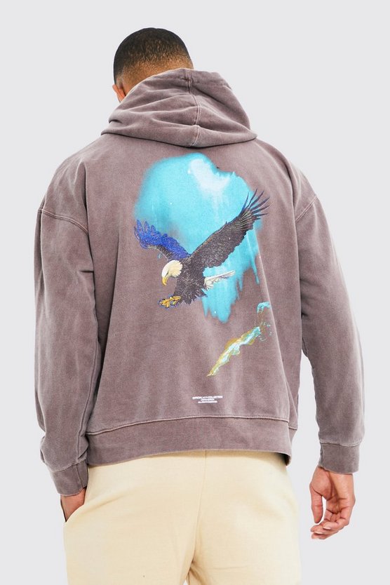 Oversize Hoodie mit Adler-Print
