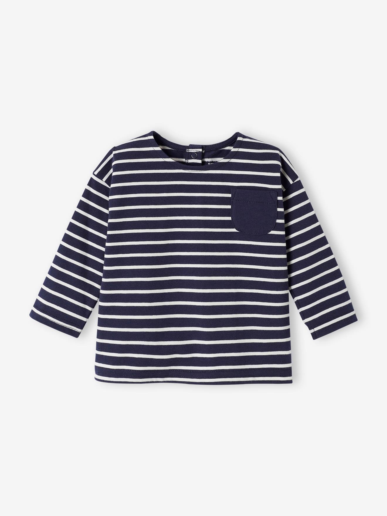 Tee-shirt rayé bébé manches longues rayé beige