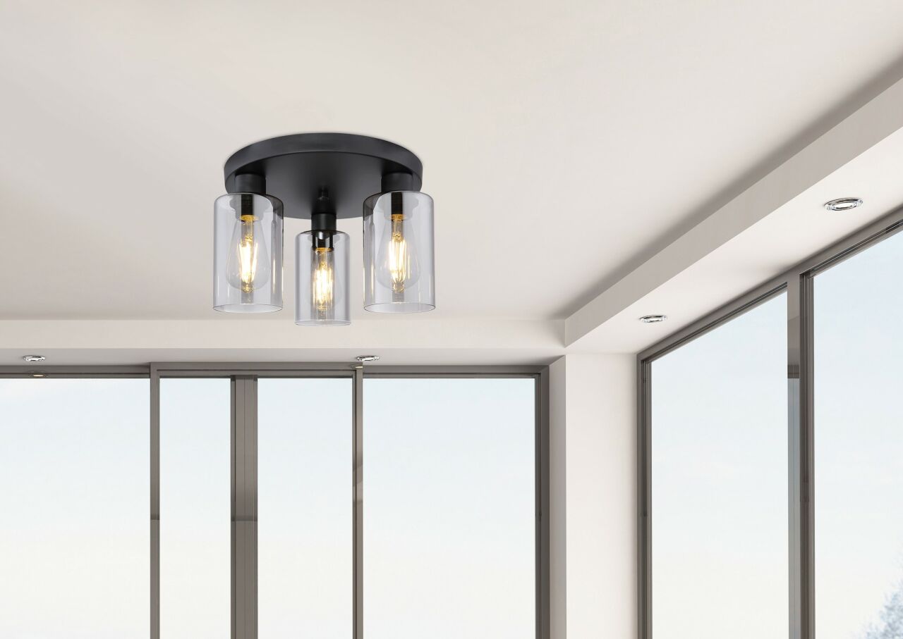 Globo Lighting - HADERA - Deckenleuchte Metall schwarz matt, 3x E27
