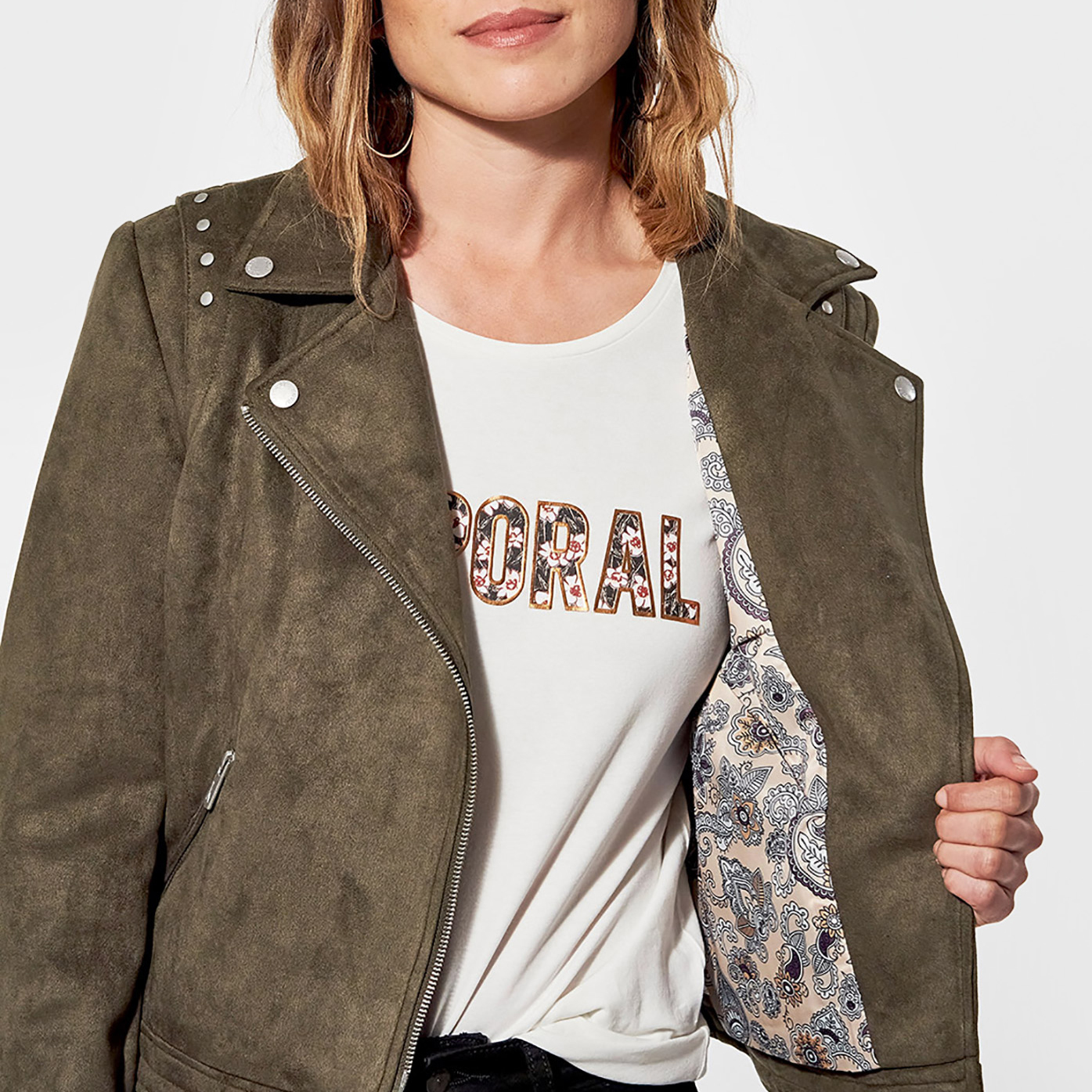 FREON  Veste régular kaki Femme, style motard