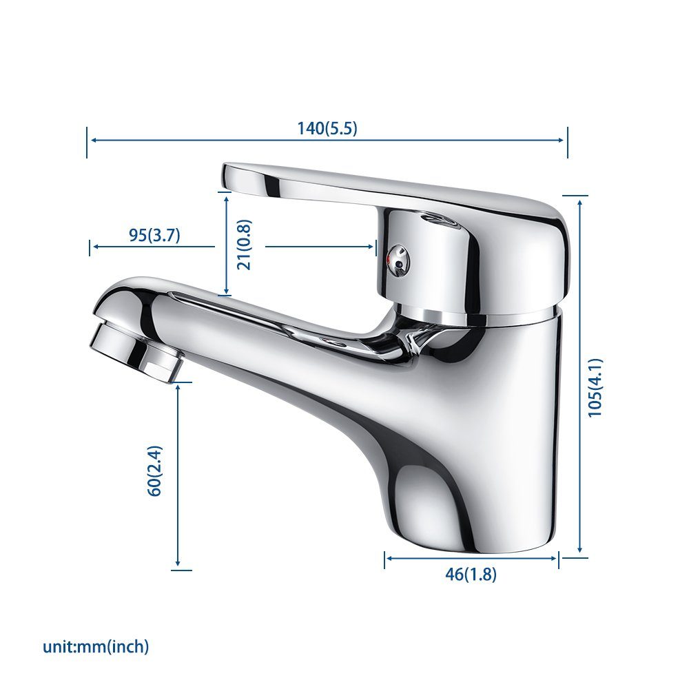 Auralum Waschtischarmatur mit Ablaufgarnitur Waschbecken Wasserhahn Mischbatterie Bad Armatur
