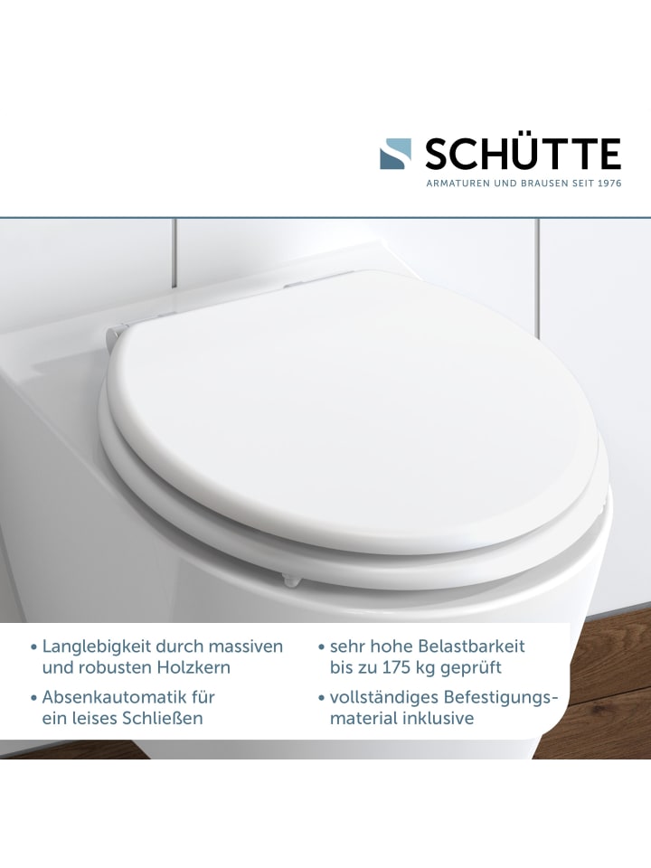 Schütte MDF WC Sitz WHITE mit Absenkautomatik - (L) 45 x (B) 38 x (H) 5 cm günstig kaufen onesize