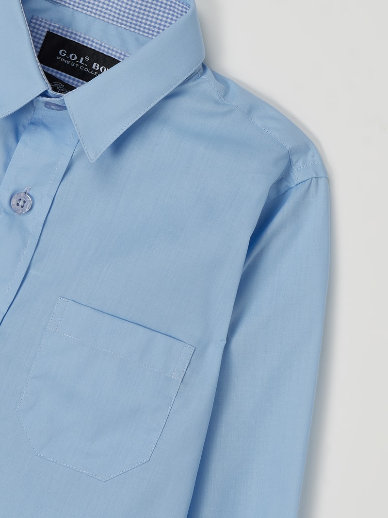 Regular Fit Hemd mit Baumwoll-Anteil in bleu
