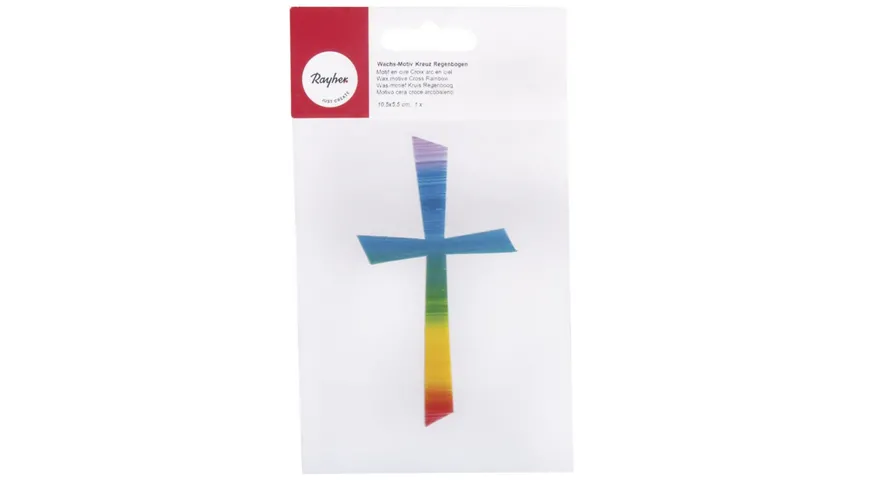 Rayher Wachs-Motiv Kreuz Regenbogen 10,5 x 5,5cm