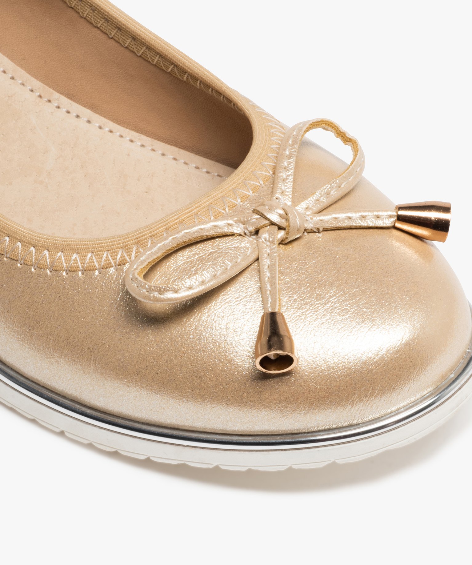 Ballerines fille métallisées à semelle contrastante or | GEMO