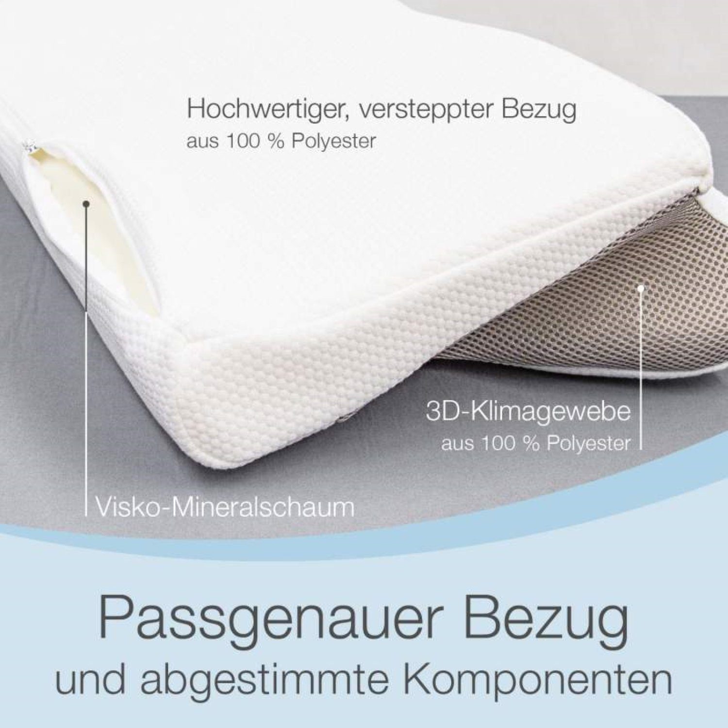 Nackenstützkissen Visco, Bestschlaf, Füllung: Polyurethan, Rückenschläfer, Seitenschläfer, Bauchschläfer
