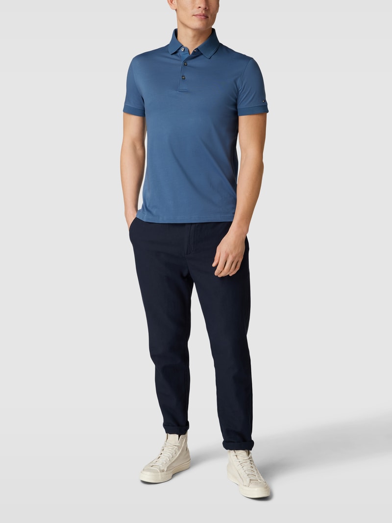 Poloshirt mit Knopfleiste in ozean blau