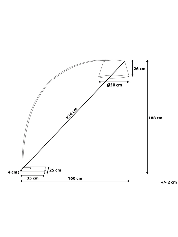Beliani Stehleuchten BENUE in Weiß - (W) 50 x (H) 188 x (L) 50 cm günstig kaufen onesize