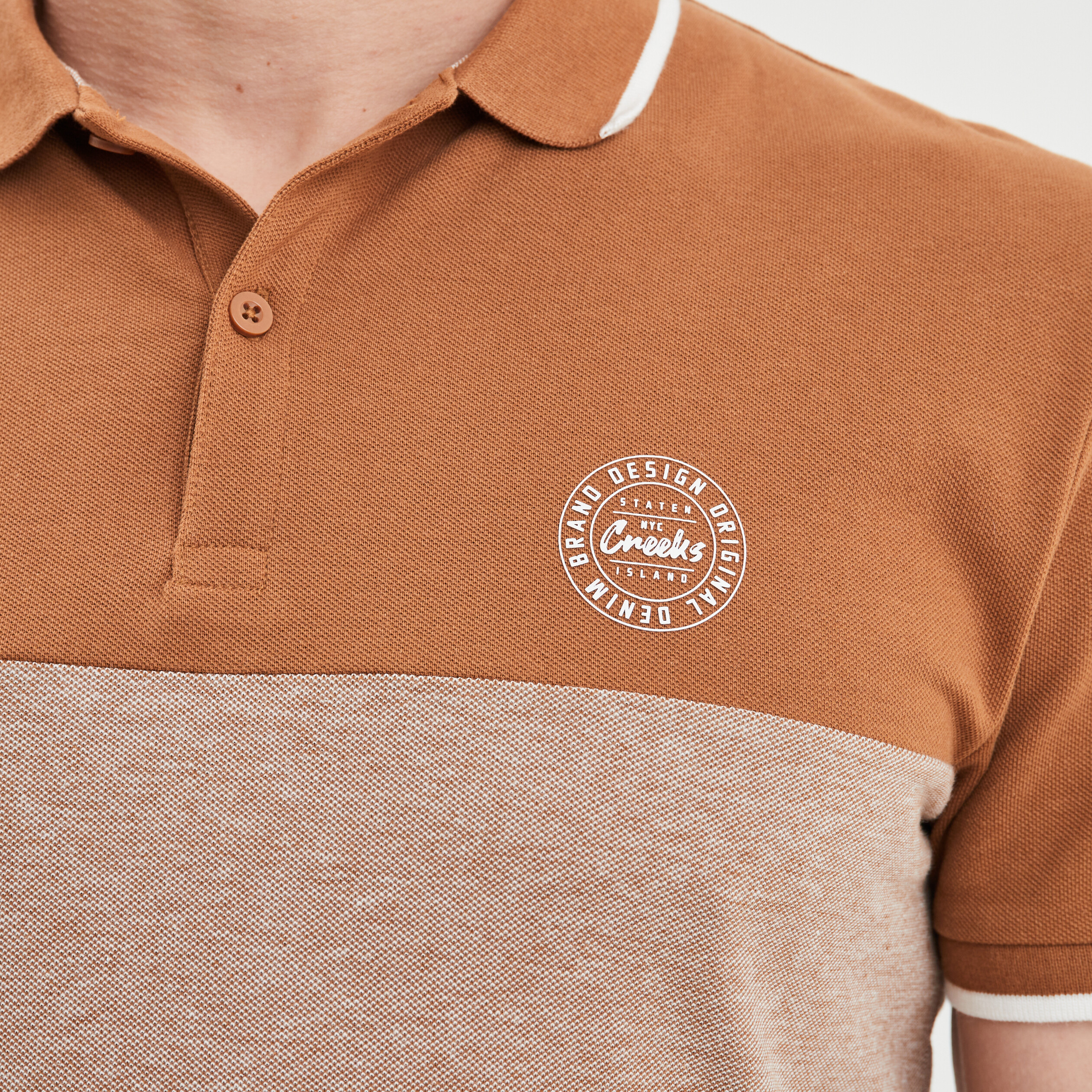 Polo manches courtes coton Creeks marron homme | La Halle