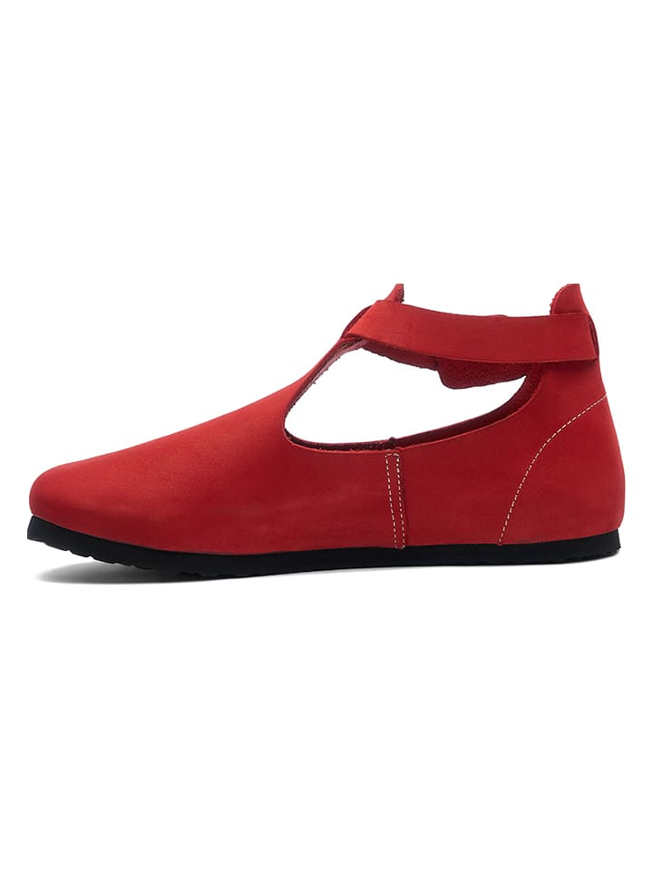Comfortfusse Leder-Ballerinas in Rot günstig kaufen