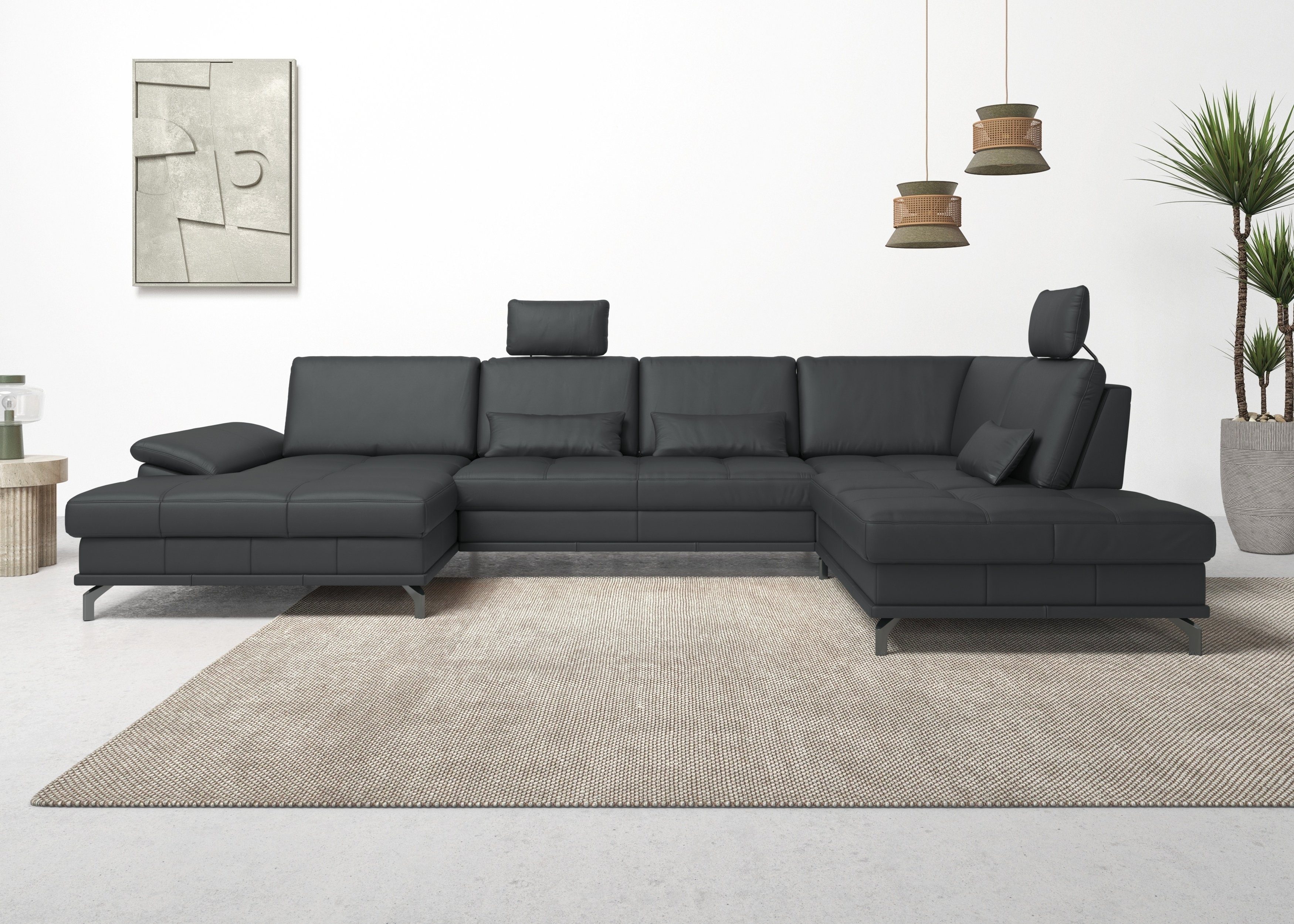Places of Style Wohnlandschaft Costello, incl. Sitztiefenverstellung und Armlehnfunktion, 3 Nierenkissen