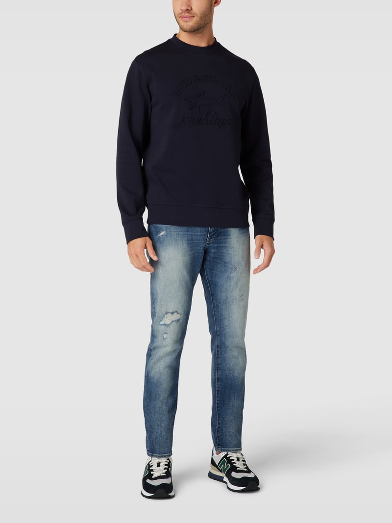 Sweatshirt mit Label-Motiv in marineblau