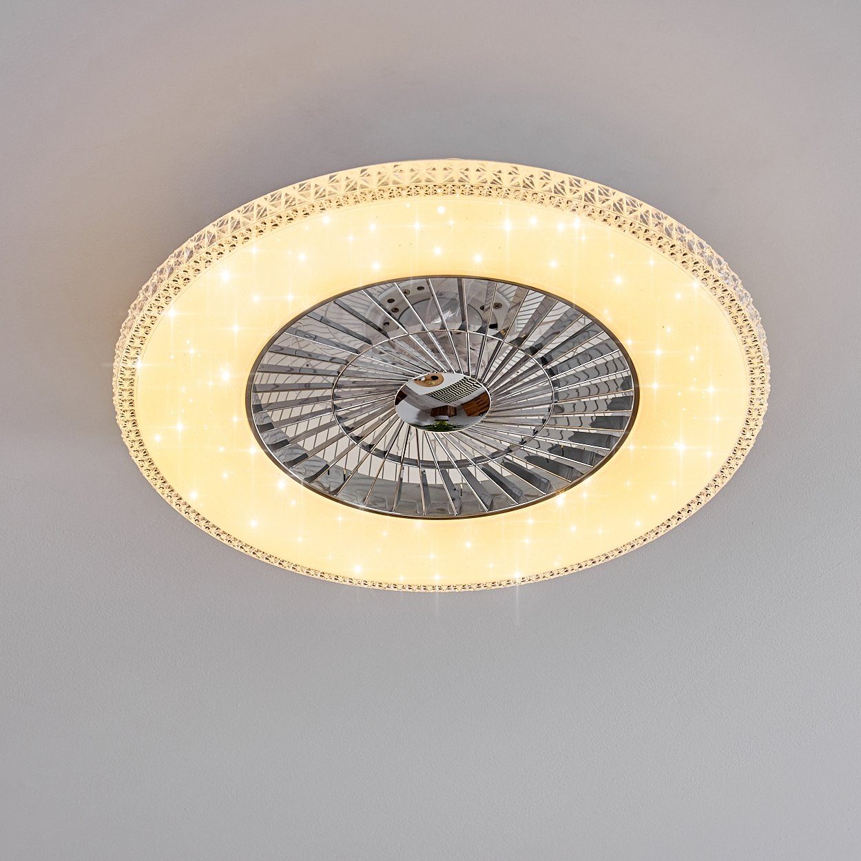 hofstein Deckenventilator Vaprio LED Deckenventilator in Weiß/Chorm