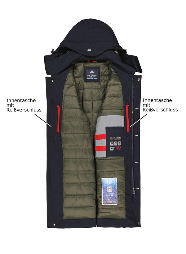 N.Z.A., Parka, Mikrofaser wasserabweisend, navy