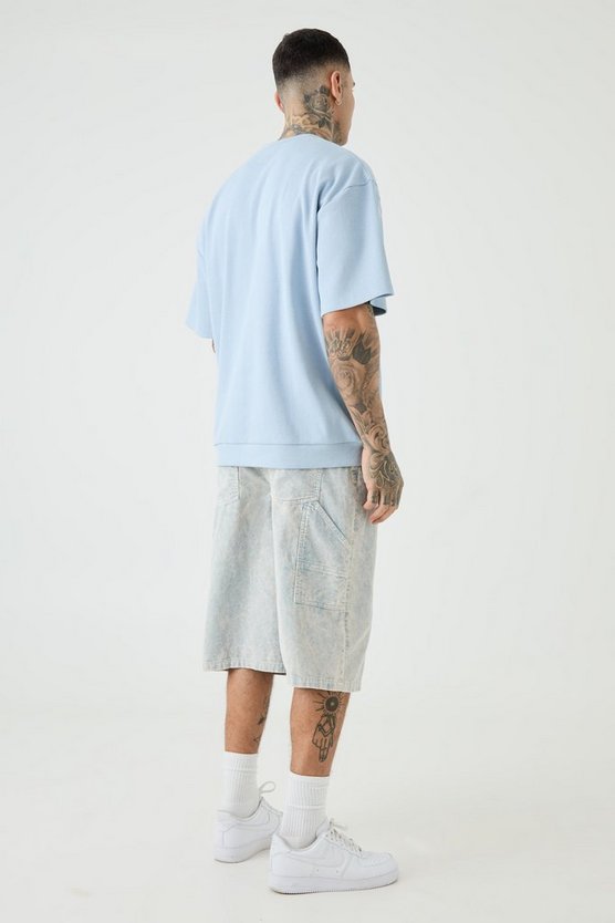 Tall kurzärmliges geripptes Oversize Sweatshirt