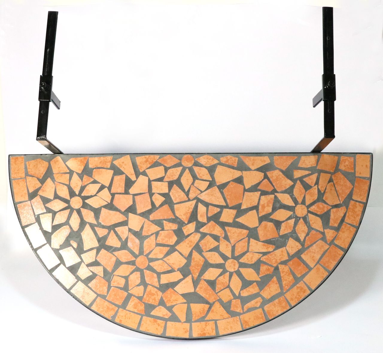 Green Yard GreenYard® halbrunder Balkontisch 76 x 38 cm Keramik Hängetisch mit Mosaik Muster