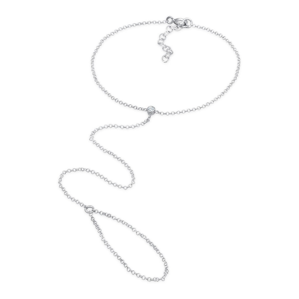 Elli Elli Bracelet Cristaux Handchain Femme - (925/1000) Argent Plaqué Or Bracelet