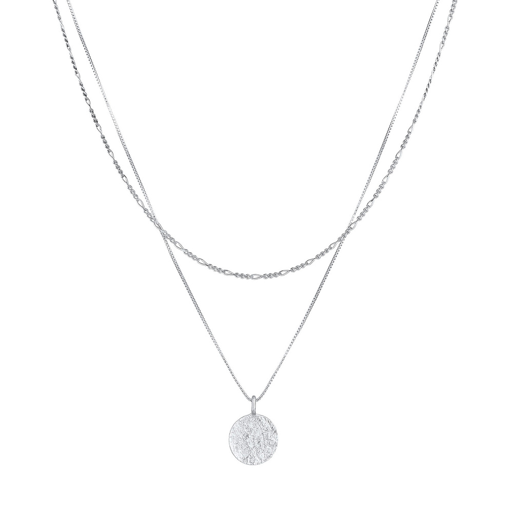 KUZZOI KUZZOI Collier Pendentif Figaro à plaque vénitienne en argent sterling 925 pour h collier