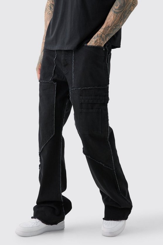 Tall lockere Twill-Schlaghose mit rohem Saum