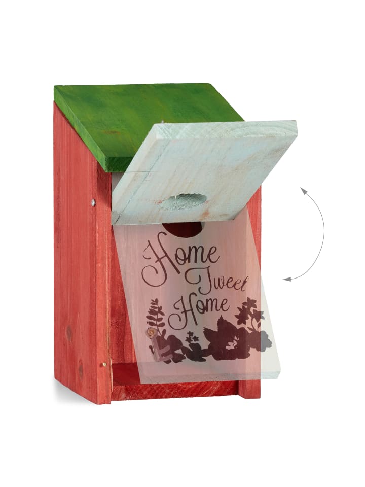 relaxdays Nistkasten in Rot-Grün - (B)12 x (H)21,5 x (T)15,2 cm günstig kaufen onesize
