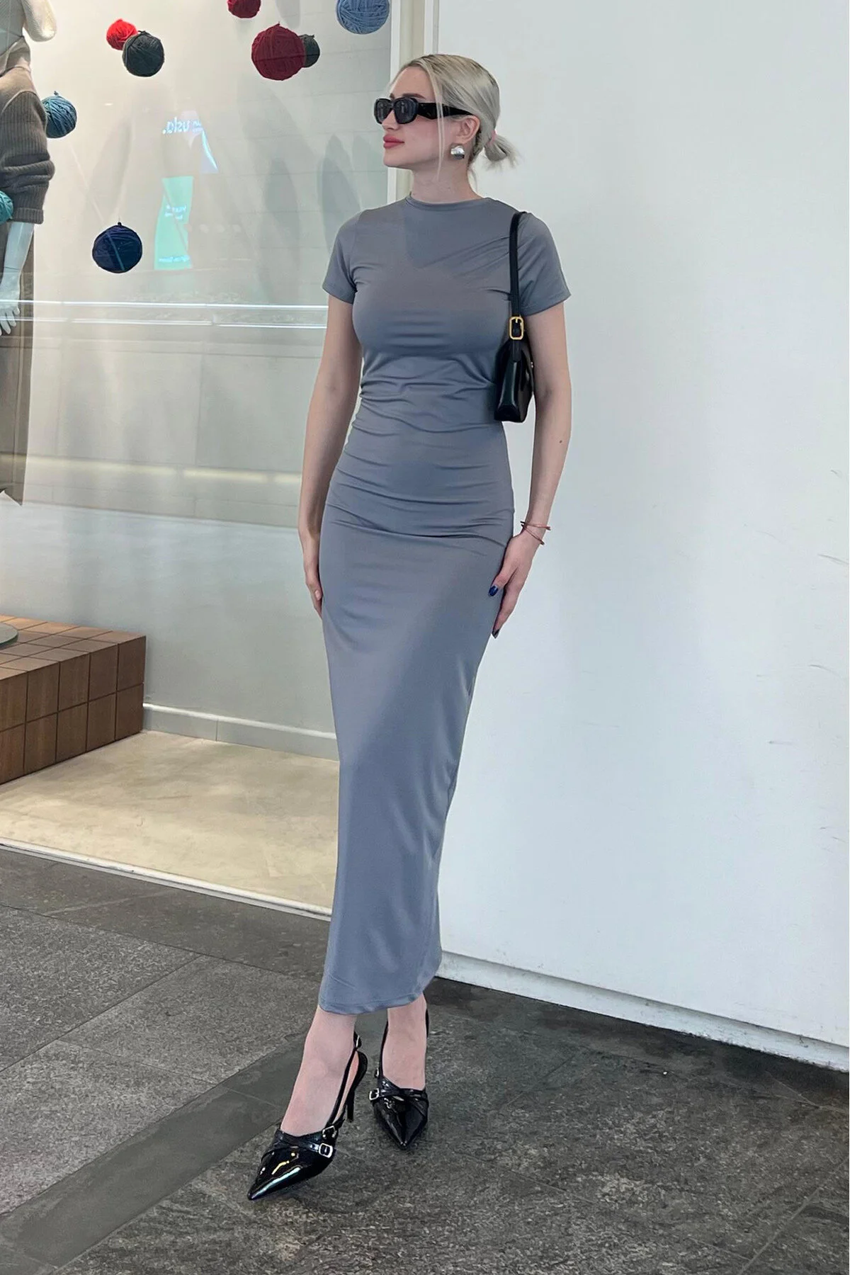 Madmext  Geräuchertes Basic-Halbfischer-Langkleid MG1856