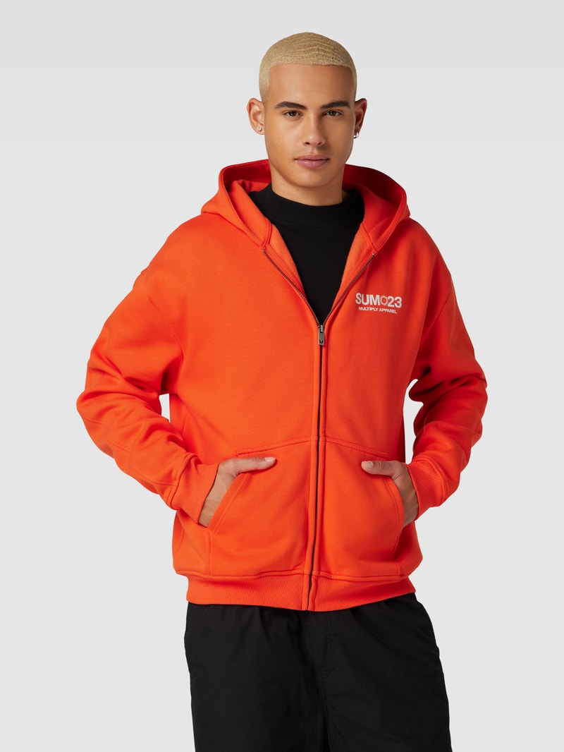 Oversized Sweatjacke mit Label-Print in dunkel orange