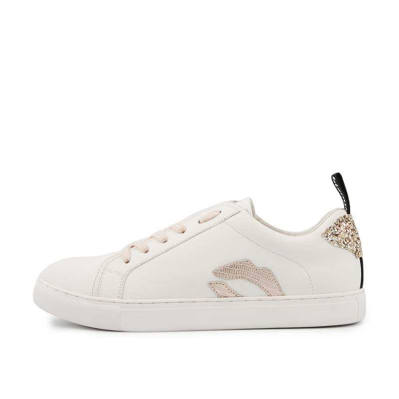 Baskets en cuir Betty lezard metallic rose gold