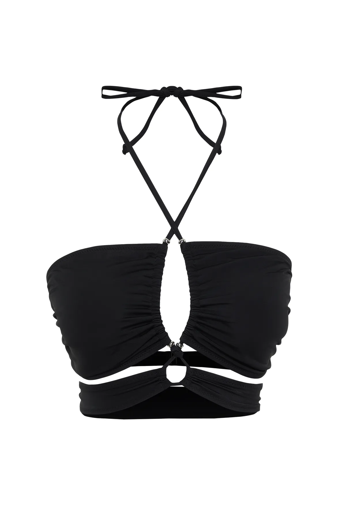 Trendyol Collection  Schwarzes trägerloses Tunnel-Bikinioberteil TBESS22BU0335