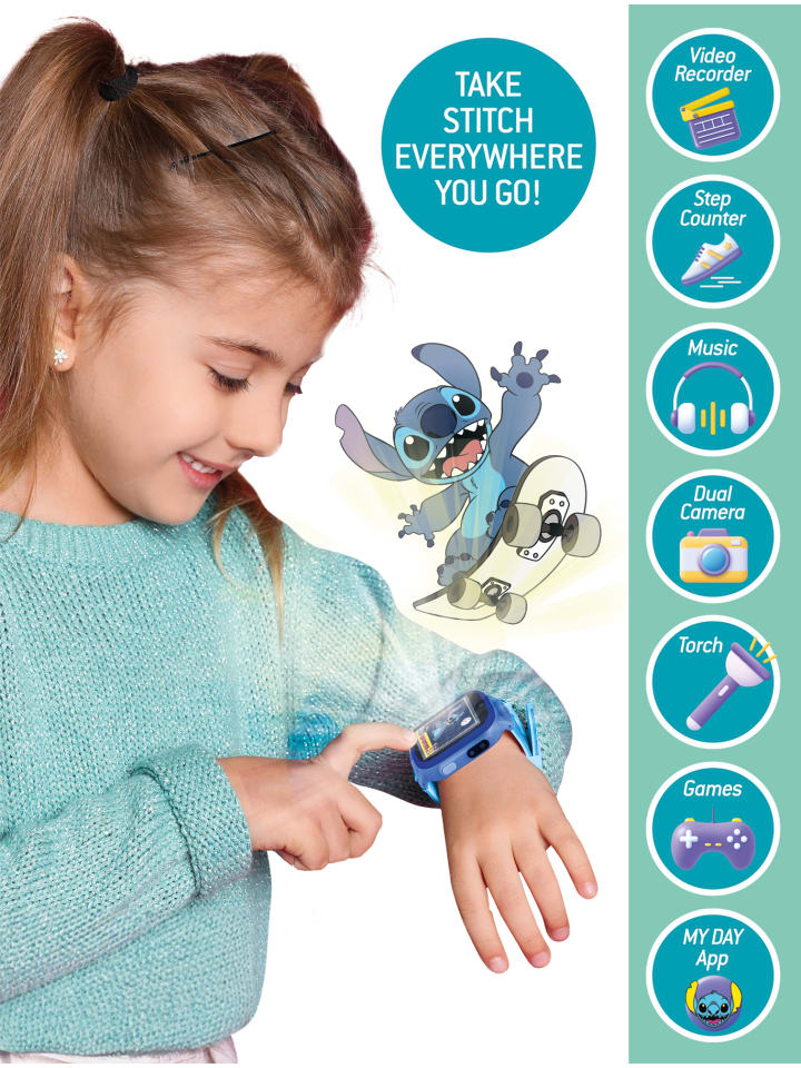 LISCIANI Disney Stitch Smartwatch Digitaluhr mit Kamera und Spielen in blau günstig kaufen onesize