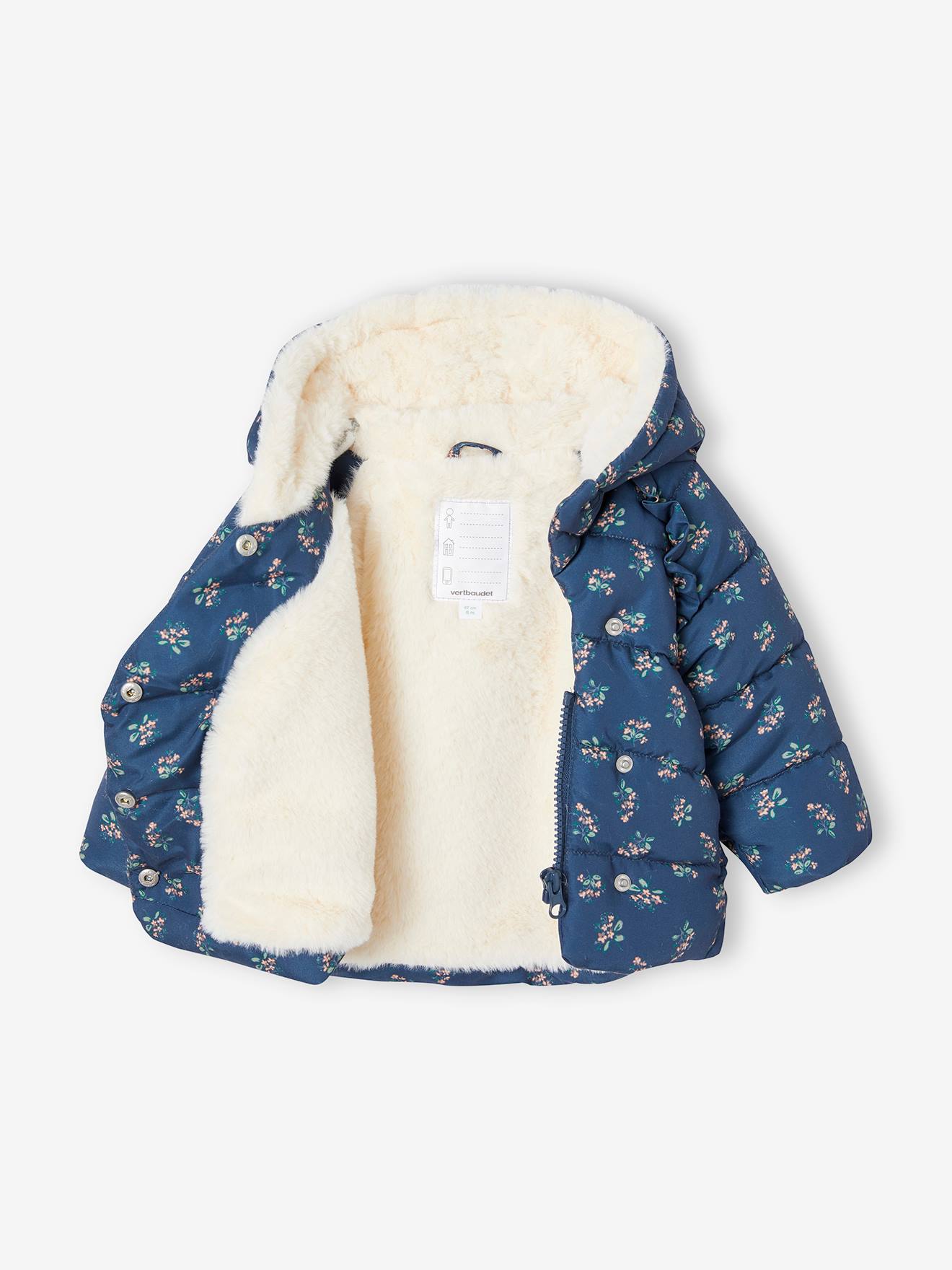 Vertbaudet Gefütterte Baby Steppjacke, Wickelform, Recycling-Polyester - dunkelblau