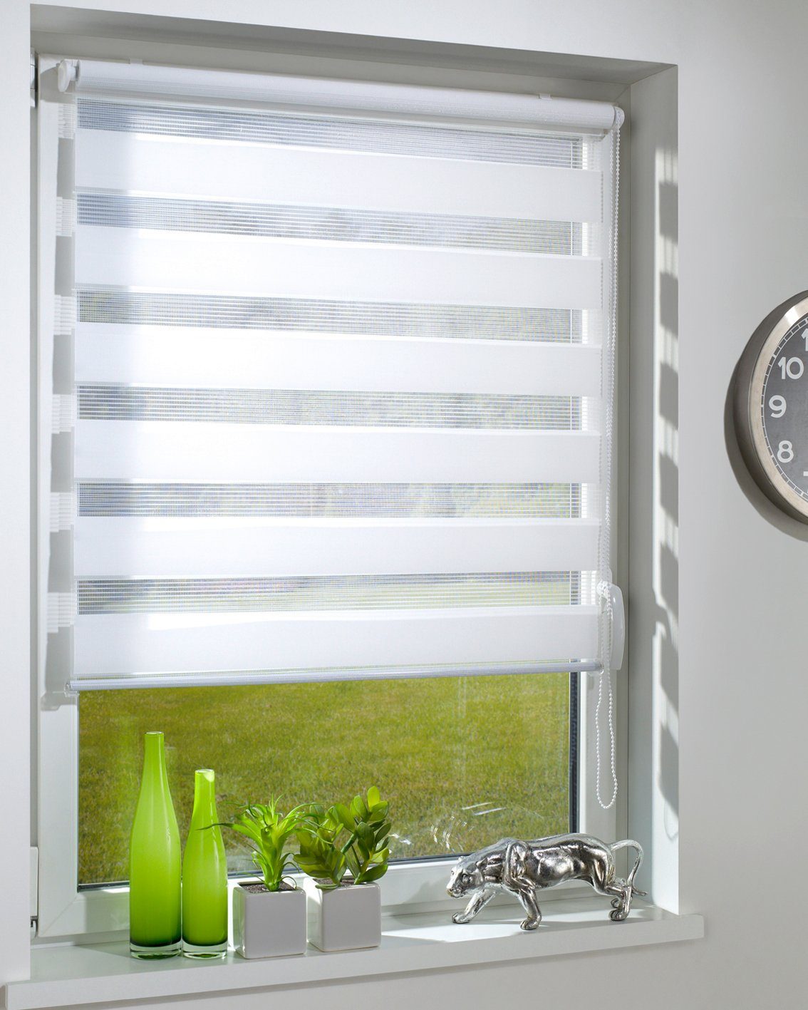 Doppelrollo Duo-Doppelrollo KLEMMFIX, DécoProfi, Lichtschutz, mit Bohren/ohne Bohren, Fenster- oder Wandmontage, abwechselnd transparent und blickdicht gewebtes Textil