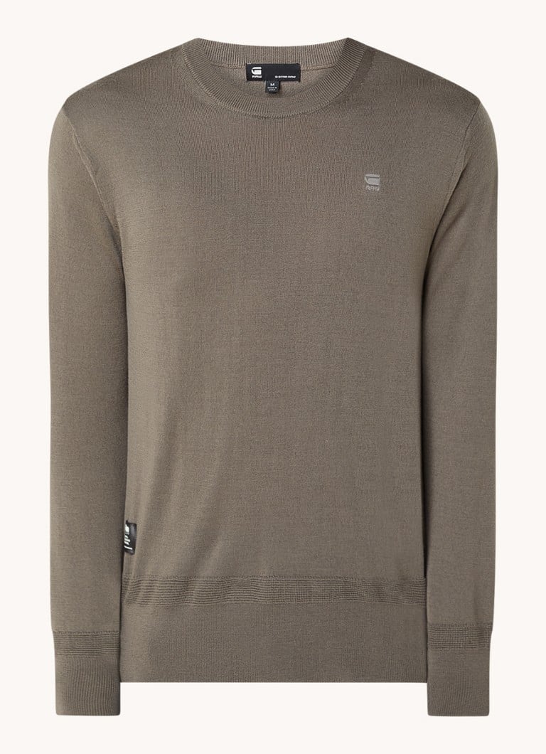 G-Star RAW Fine-knit merino wool pullover with logo embroidery