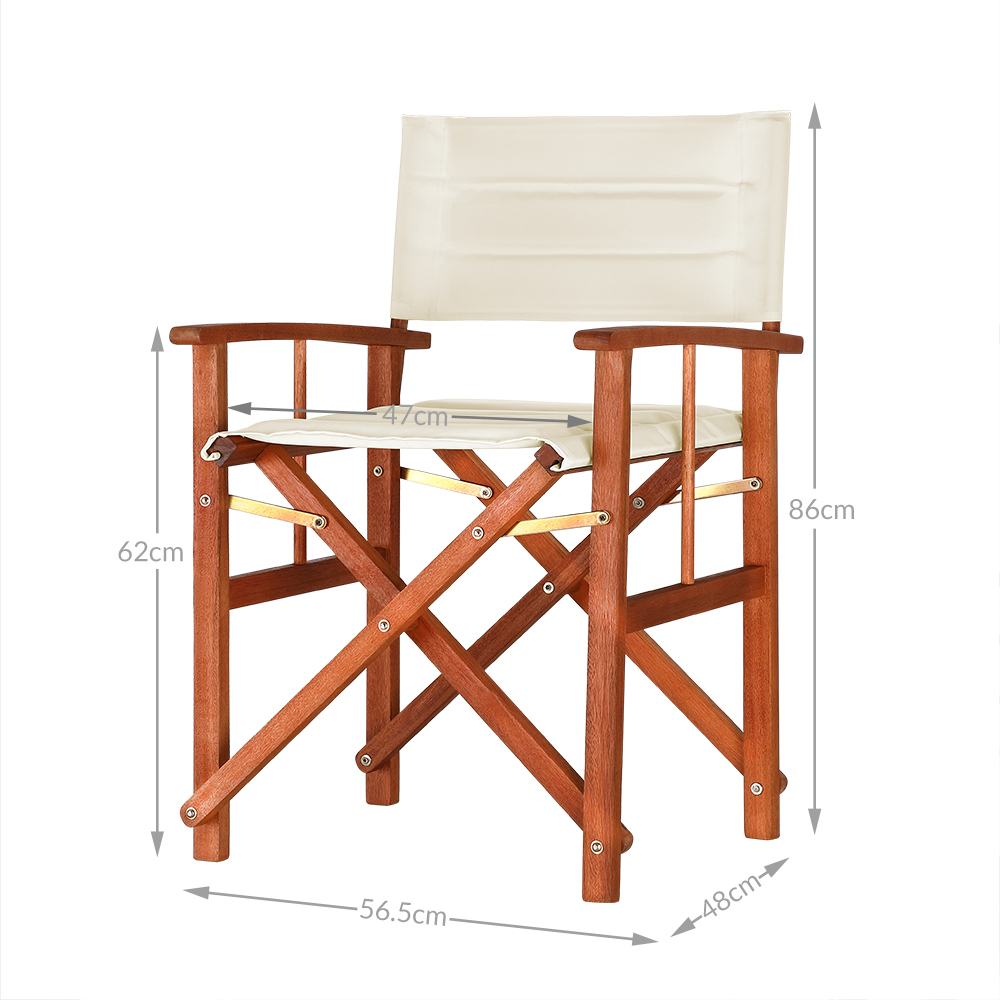 Casaria Regiestuhl Cannes Creme Eukalyptus FSC®-zertifiziert gepolstert