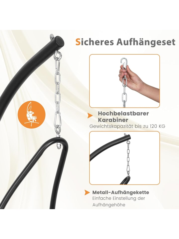 COSTWAY Hängesessel mit Gestell in Beige günstig kaufen onesize