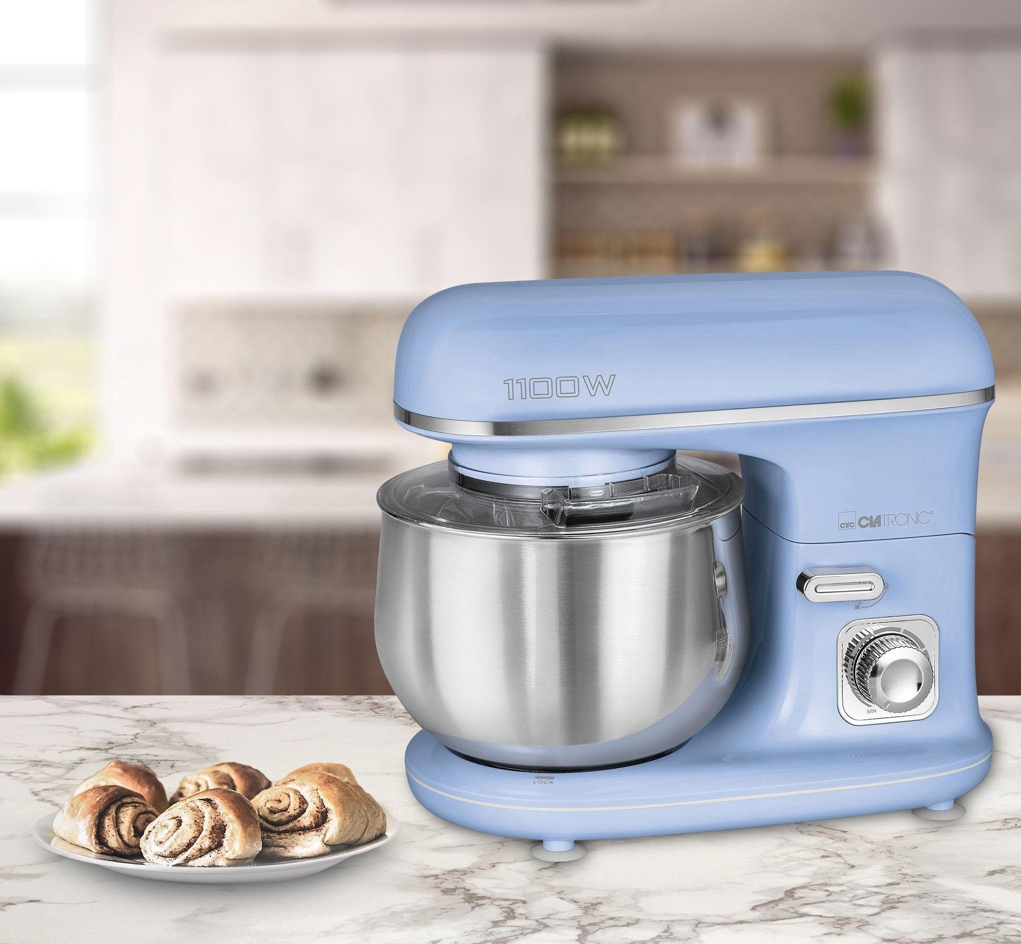 CLATRONIC Küchenmaschine KM 3711 blau, 1100 W, 5 l Schüssel