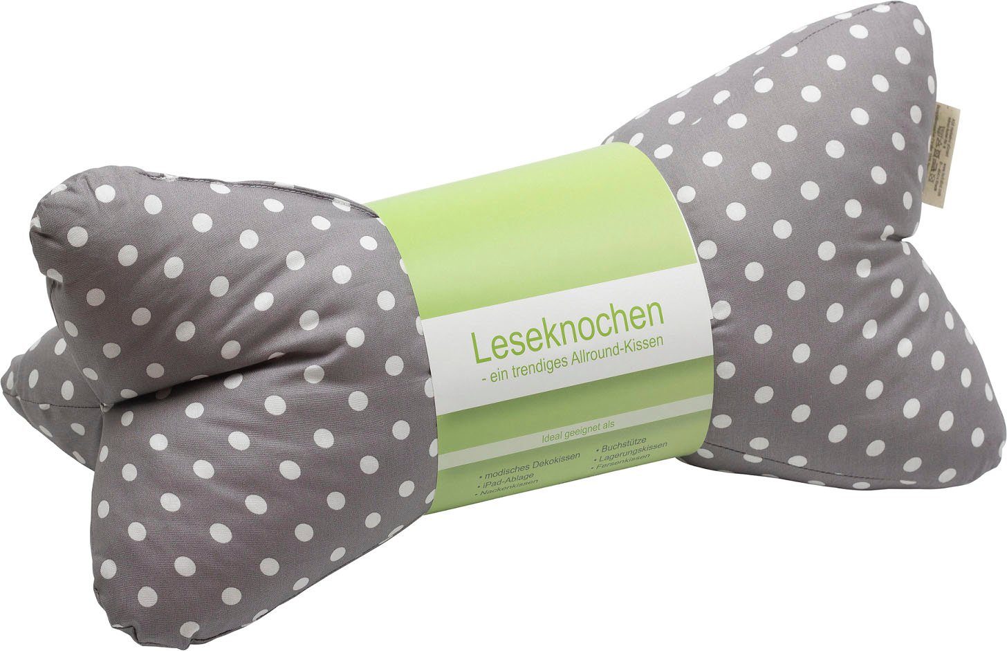 herbalind Nackenkissen 5800 Leseknochen grau, 1-tlg., gemustertes Nackenkissen, Kopfkissen mit Punkten in 40x18 cm