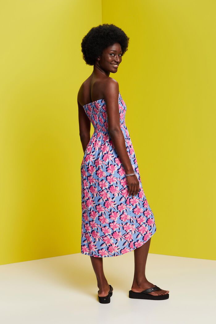 Gesmoktes Schlauchkleid in Midilänge, LENZING™ ECOVERO™