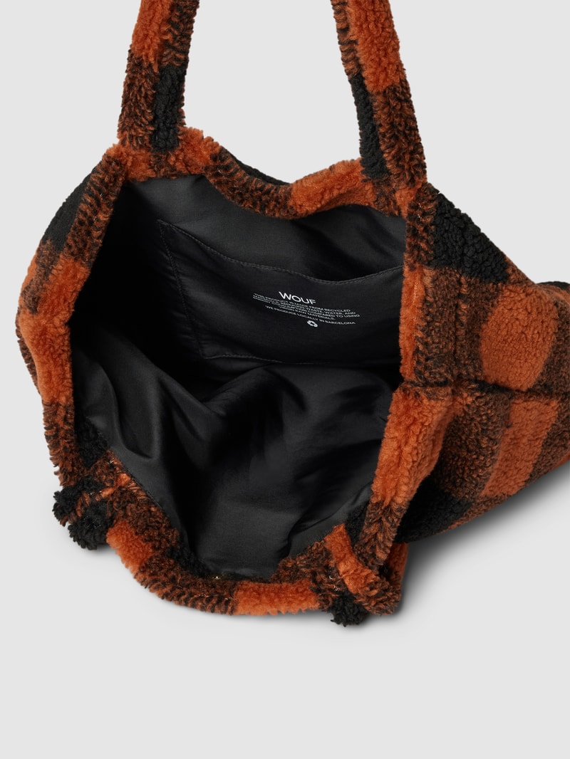 Shopper mit Allover-Muster Modell 'Brownie' in cognac