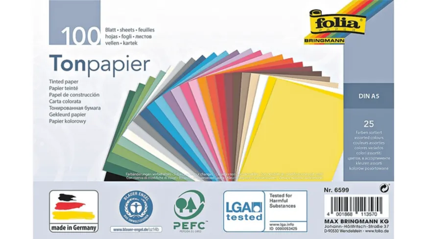 Folia Tonpapier A5 farblich sortiert