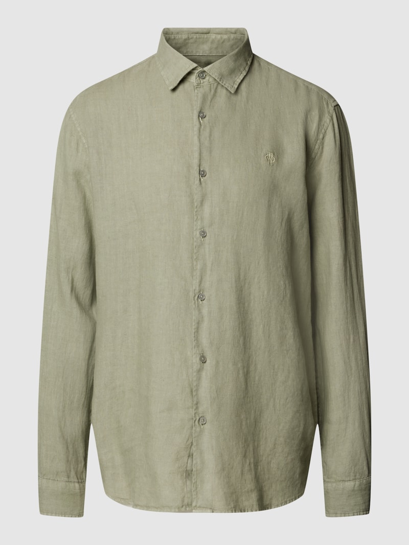 Freizeithemd mit Label-Stitching in lindgrün