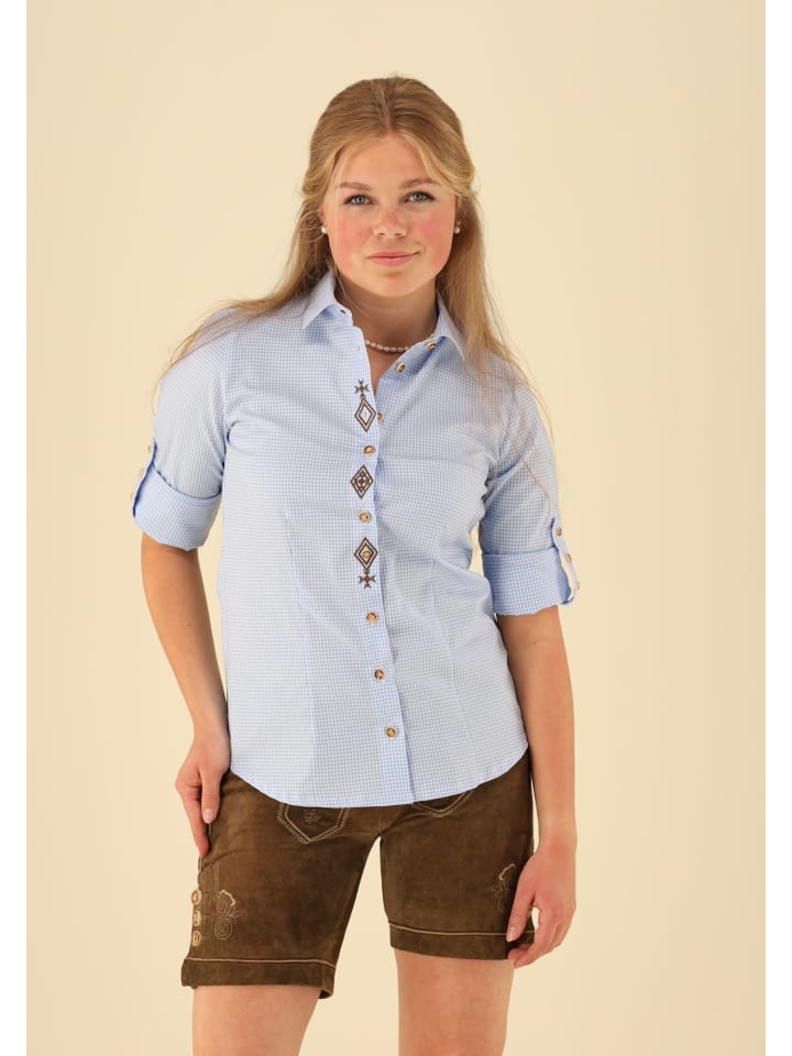 OS-Trachten Trachtenbluse Vapex in hellblau/bleu günstig kaufen