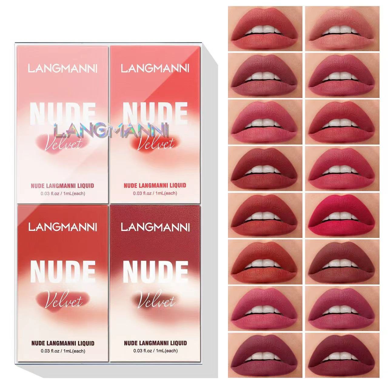 POCHUMIDUU Lippenstift-Set 16 Lippenstift-Set Matte Flüssig-Lippenstift Makeup Set, 16-tlg., Samtig Langanhaltend Wasserdicht Hoch Pigmentiert Samt Lipgloss Kit