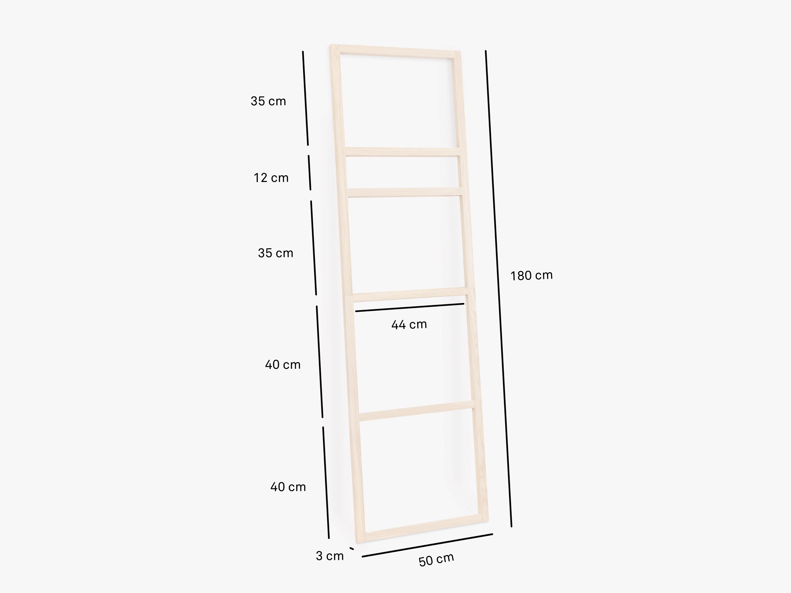 kommod Leiterregal MONA, Dekoleiter, Stummer Diener – 180 x 50 x 3 cm – Eiche massiv natur