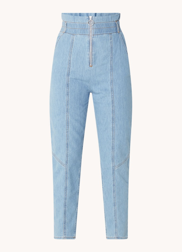 Pantaloni Vaqueros Ba&sh Lony cu talie înaltă și fermoar decorativ