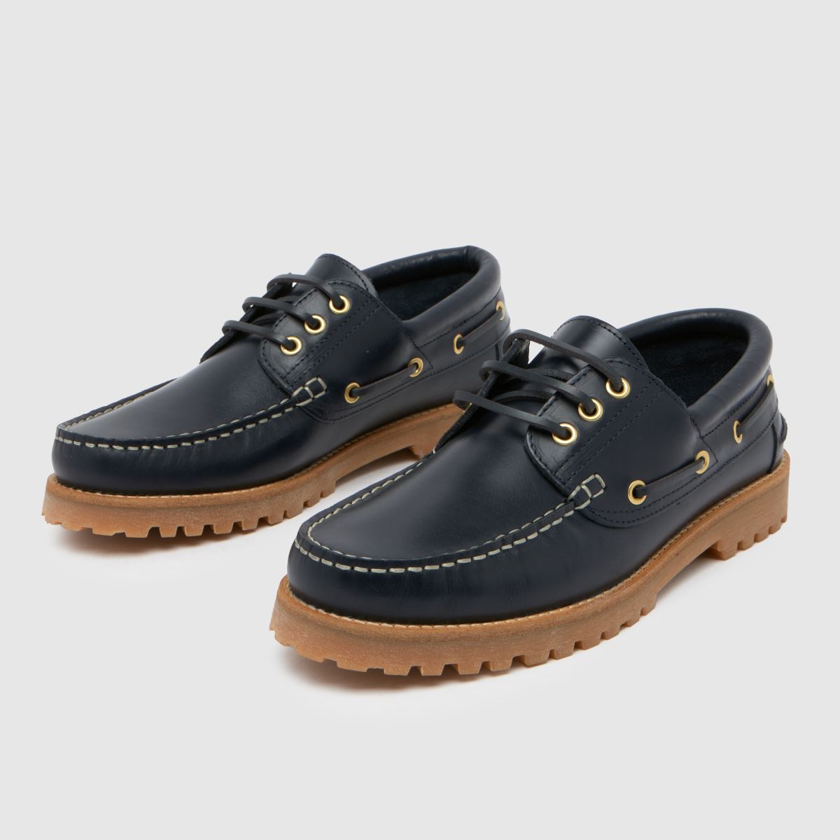 Schuh Princeton – Marinblå båtskor i läder