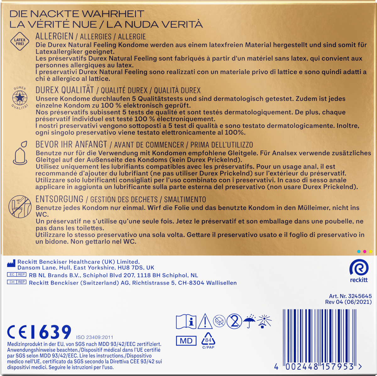 Kondome Natural Feeling, latexfrei, Breite 56mm, 30 St