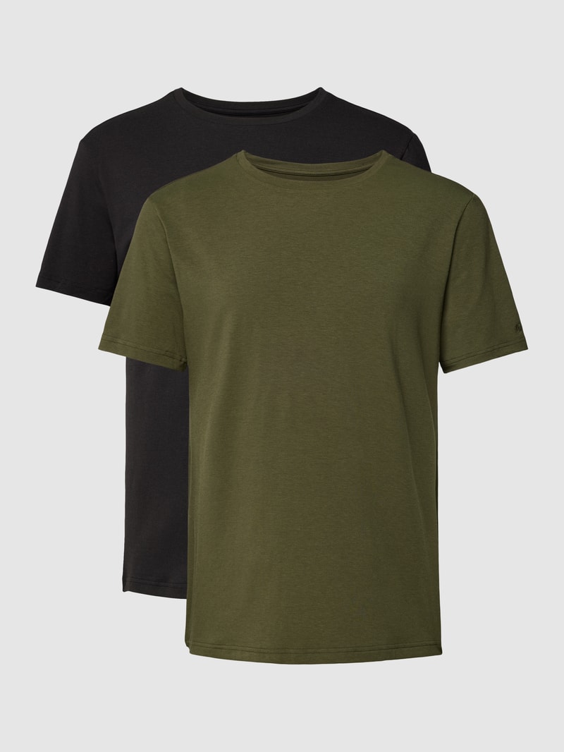 T-Shirt mit Label-Stitching im 2er-Pack in olivgrün
