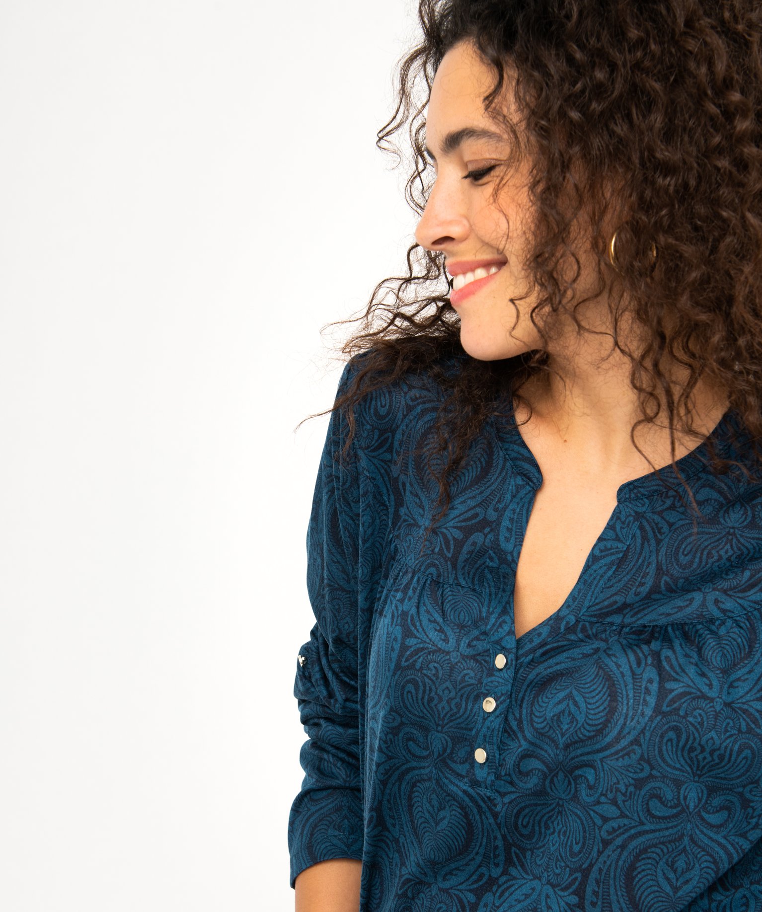 Tee-shirt à manches longues imprimé en polyester recyclé ... imprime | GEMO