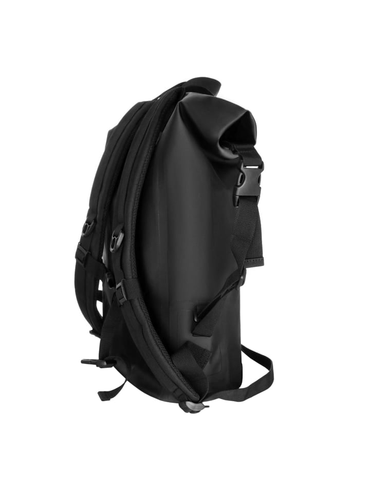 YEAZ STOCKHOLM Wasserfester Rucksack weißes Logo in schwarz günstig kaufen